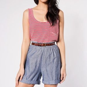 American Apparel High-Waist Chambray Cuff Short